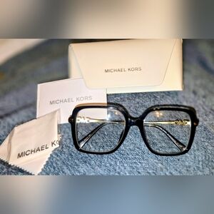 Michael Kors Black Eyeglasses with Gold Accents